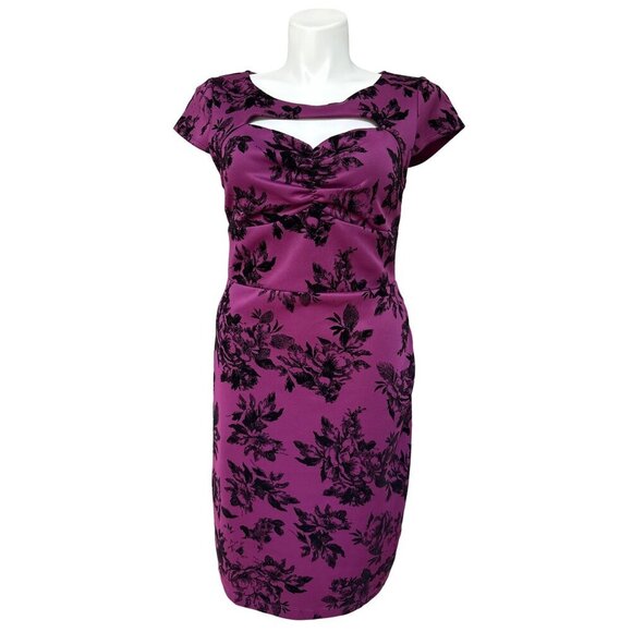 ModCloth Dear Fiery Cutout Dress, Amethyst Black Velvet Floral Women's Size XL - Picture 2 of 11